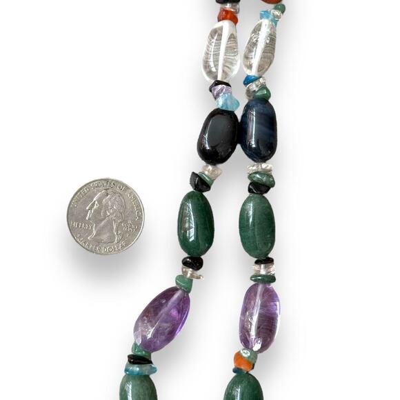 VINTAGE SEMI PRECIOUS BEAD NECKLACE 22 inch - Picture 5 of 6